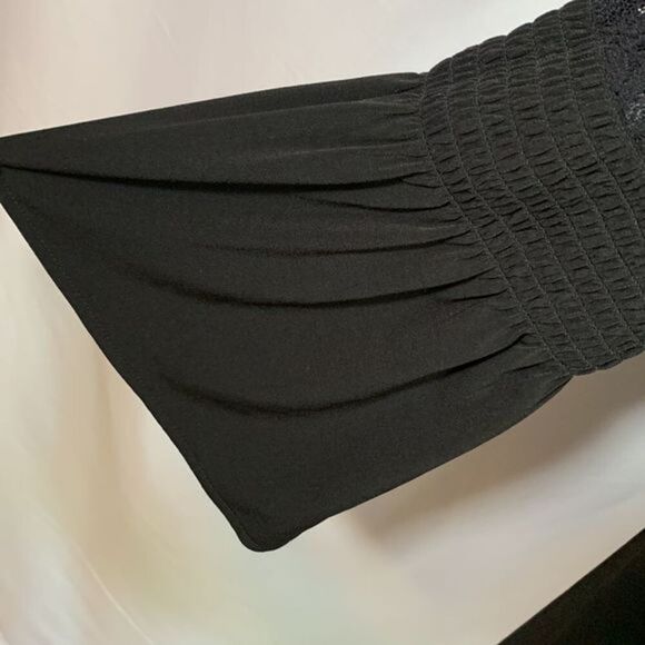 MICHAEL Michael Kors Black Lace Bell Sleeve Dressy Top Shirt - Picture 7 of 8